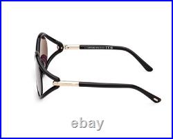 Tom Ford FT 1090 01A Shiny Black Plastic Oval Sunglasses Smoke Lens