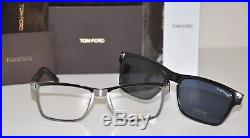 Tom Ford FT 5475 12V Eyeglasses Rectangular Ruthenium Frame Clip Sunglasses New