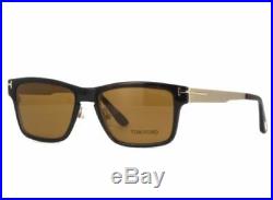 Tom Ford FT 5475 32E Eyeglasses Rectangular Gold Brown Frame Clip Sunglasses New