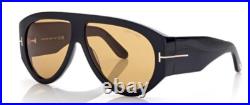 Tom Ford FT Bronson 1044/S 01E Shiny Black Yellow Lens Sunglasses Authentic New