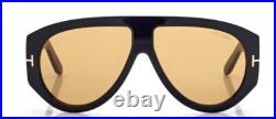 Tom Ford FT Bronson 1044/S 01E Shiny Black Yellow Lens Sunglasses Authentic New