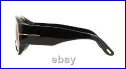 Tom Ford FT Bronson 1044/S 01E Shiny Black Yellow Lens Sunglasses Authentic New