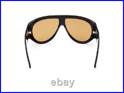 Tom Ford FT Bronson 1044/S 01E Shiny Black Yellow Lens Sunglasses Authentic New