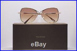 Tom Ford FT0250 28F Shiny Rose Gold Gradient Brown Lens Womens Sunglasses 63mm