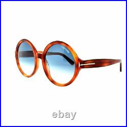 Tom Ford FT0369 56W Full Rim Bright havana Round Women 100% UV Sunglasses