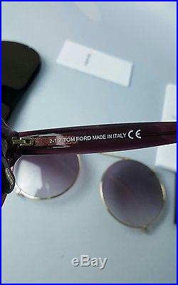 Tom Ford FT0369/S 69A JULIET Bordeaux Round Sunglasses-with clip-on Shades