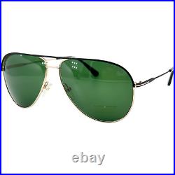 Tom Ford FT0466 Erin Mens Metal Aviator Sunglass 05N Black w Green 61-12 Italy