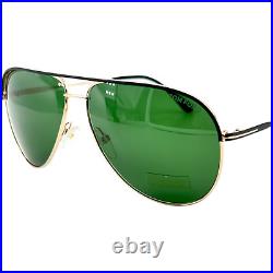 Tom Ford FT0466 Erin Mens Metal Aviator Sunglass 05N Black w Green 61-12 Italy