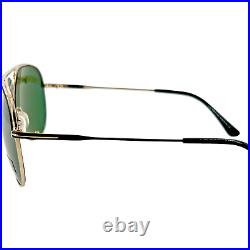 Tom Ford FT0466 Erin Mens Metal Aviator Sunglass 05N Black w Green 61-12 Italy