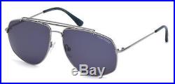 Tom Ford FT0496 Georges shiny light ruthenium blue 14V Sunglasses