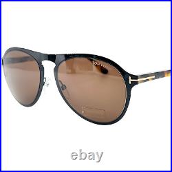 Tom Ford FT0525 Bradburry Mens Metal Sunglass 01E Shiny Black 56-18 Italy