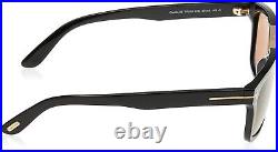Tom Ford FT0628 01E Shiny Black Cecilio Rectangle Sunglasses Lens Category 2 Si