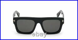 Tom Ford FT0711 711 01A Fausto Black Gold Grey Lenses Square Unisex Sunglasses
