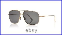 Tom Ford FT0746 746 30A John-02 Gold Grey Lens Titanium Men Aviator Sunglasses