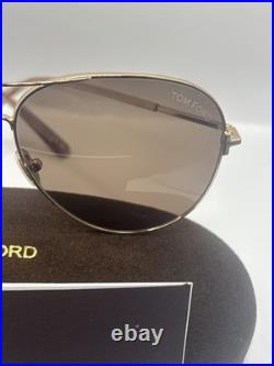 Tom Ford FT0823 28H Clark Sunglasses Shiny Rose Gold/Polarized Brown Pilot 59mm