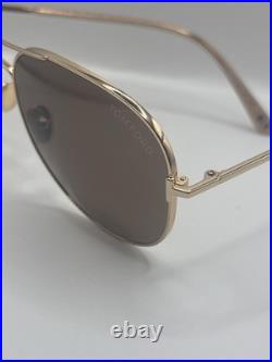 Tom Ford FT0823 28H Clark Sunglasses Shiny Rose Gold/Polarized Brown Pilot 59mm