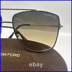 Tom Ford FT0838 01B Sunglasses Shiny Black/Smoke Gradient Pilot 61mm Authentic