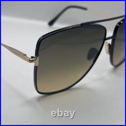 Tom Ford FT0838 01B Sunglasses Shiny Black/Smoke Gradient Pilot 61mm Authentic