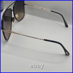 Tom Ford FT0838 01B Sunglasses Shiny Black/Smoke Gradient Pilot 61mm Authentic