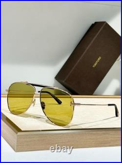 Tom Ford FT1018 60 11-145 Metal Gold Frame Yellow Lens Men's Aviator Sunglasses