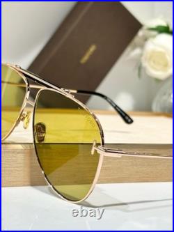 Tom Ford FT1018 60 11-145 Metal Gold Frame Yellow Lens Men's Aviator Sunglasses