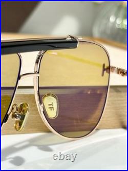 Tom Ford FT1018 60 11-145 Metal Gold Frame Yellow Lens Men's Aviator Sunglasses