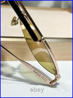 Tom Ford FT1018 60 11-145 Metal Gold Frame Yellow Lens Men's Aviator Sunglasses