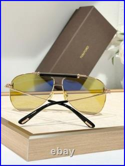 Tom Ford FT1018 60 11-145 Metal Gold Frame Yellow Lens Men's Aviator Sunglasses