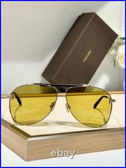 Tom Ford FT1018 60 11-145 Metal Gold Frame Yellow Lens Men's Aviator Sunglasses