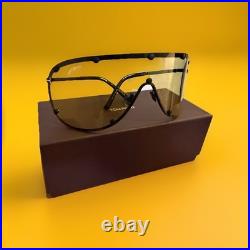 Tom Ford FT1043 Oversized Shield Sunglasses Black Frame Brown Tinted Lens