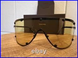 Tom Ford FT1043 Oversized Shield Sunglasses Black Frame Brown Tinted Lens