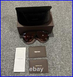 Tom Ford FT1044 Bronson Sunglasses 52S Shiny Dark Havana/T Logo Orange 60mm