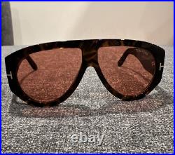 Tom Ford FT1044 Bronson Sunglasses 52S Shiny Dark Havana/T Logo Orange 60mm