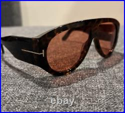 Tom Ford FT1044 Bronson Sunglasses 52S Shiny Dark Havana/T Logo Orange 60mm