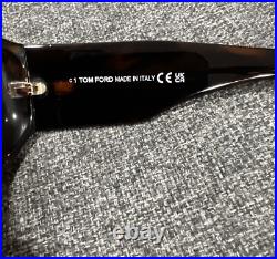 Tom Ford FT1044 Bronson Sunglasses 52S Shiny Dark Havana/T Logo Orange 60mm