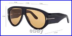 Tom Ford FT1044 Bronson Sunglasses Shiny Black/T Logo Yellow 60mm Tom Ford FT1044 Bronson Sunglasses Shiny Black/T Logo Yellow 60mm