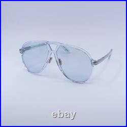 Tom Ford FT1061 84V Shiny Transparent Blue/Blue 64-13-140 Sunglasses New Auth