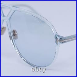 Tom Ford FT1061 84V Shiny Transparent Blue/Blue 64-13-140 Sunglasses New Auth