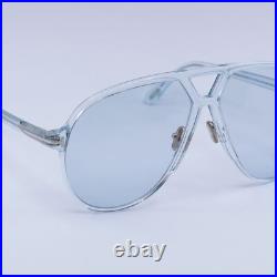 Tom Ford FT1061 84V Shiny Transparent Blue/Blue 64-13-140 Sunglasses New Auth
