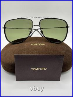 Tom Ford FT1071 14N Leon Sunglasses Shiny Light Ruthenium 62mm Authentic
