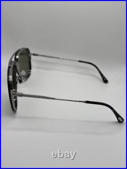 Tom Ford FT1071 14N Leon Sunglasses Shiny Light Ruthenium 62mm Authentic