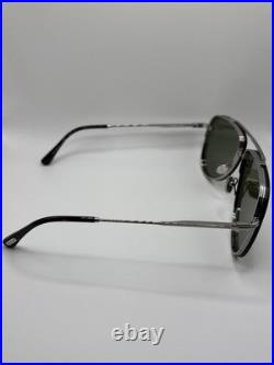 Tom Ford FT1071 14N Leon Sunglasses Shiny Light Ruthenium 62mm Authentic