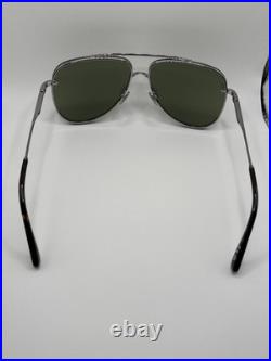 Tom Ford FT1071 14N Leon Sunglasses Shiny Light Ruthenium 62mm Authentic