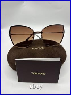 Tom Ford FT1107 28F Metal Shiny Rose Gold Gradient Brown 62mm Women's Sunglasses