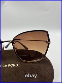 Tom Ford FT1107 28F Metal Shiny Rose Gold Gradient Brown 62mm Women's Sunglasses