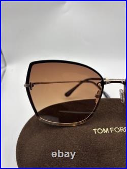 Tom Ford FT1107 28F Metal Shiny Rose Gold Gradient Brown 62mm Women's Sunglasses
