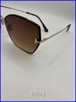 Tom Ford FT1107 28F Metal Shiny Rose Gold Gradient Brown 62mm Women's Sunglasses