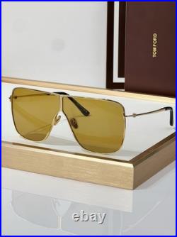 Tom Ford FT1159 Gold Metal Aviator Sunglasses Yellow Lenses Unisex