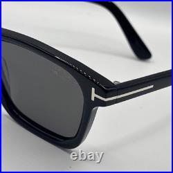 Tom Ford FT1179 01D Barron Acetate Shiny Black Smoke Polarized Sunglasses