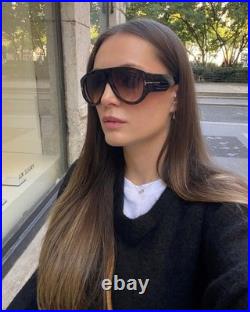 Tom Ford FT1225 01E Pilot Aviator Sunglasses Black Yellow Lens